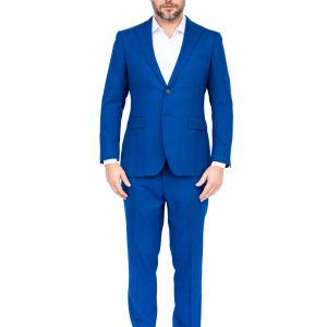 Slim Fit Plaid Peak Lapel Suit